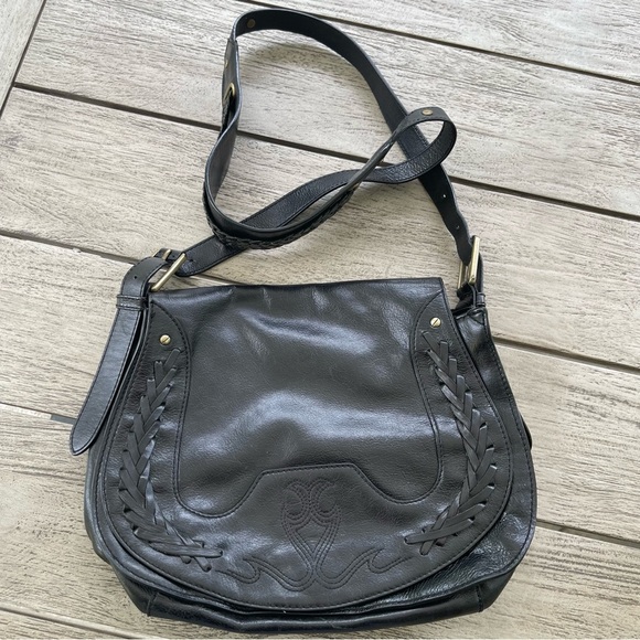Cole Haan Black Leather Saddle Bag - Picture 1 of 11